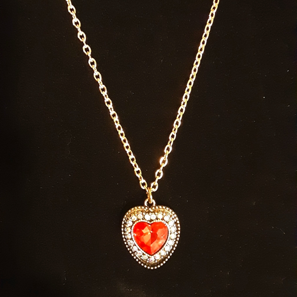 Hand Crafted Heart Necklace Red